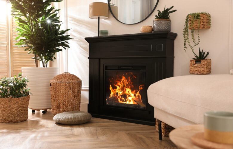 Stylish,Room,Interior,With,Electric,Fireplace,And,Beautiful,Decor,Elements