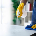 Person,Cleaning,The,Room,,Cleaning,Staff,Is,Using,Cloth,And